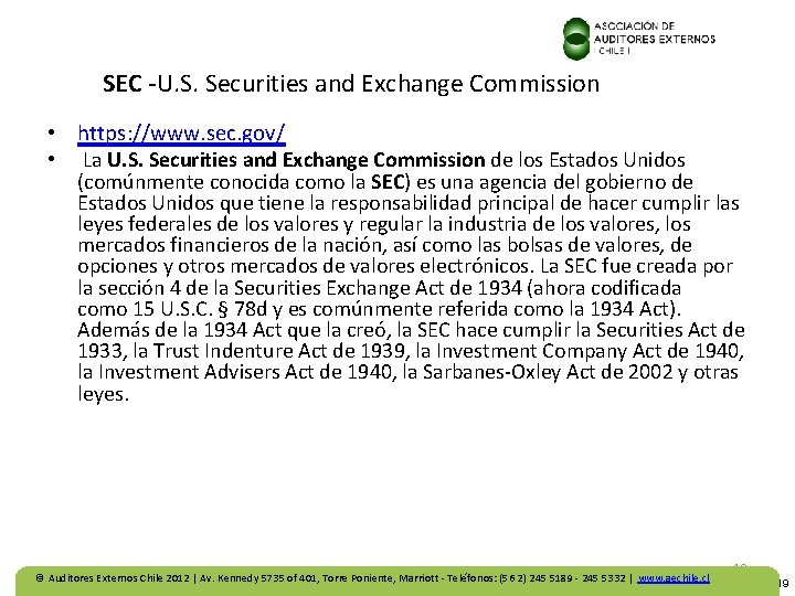SEC -U. S. Securities and Exchange Commission • https: //www. sec. gov/ • La