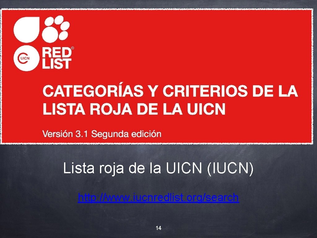 Lista roja de la UICN (IUCN) http: //www. iucnredlist. org/search 14 