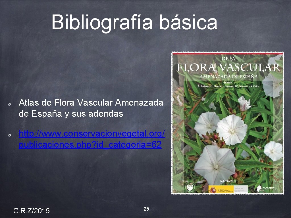 Bibliografía básica Atlas de Flora Vascular Amenazada de España y sus adendas http: //www.