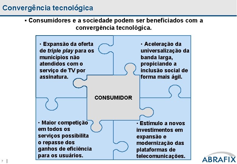 Convergência tecnológica § Consumidores e a sociedade podem ser beneficiados com a convergência tecnológica.