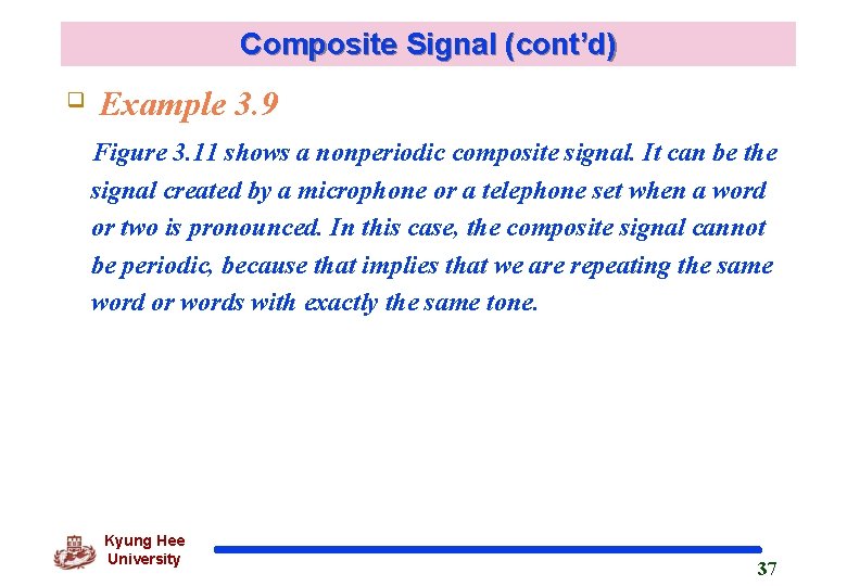 Composite Signal (cont’d) q Example 3. 9 Figure 3. 11 shows a nonperiodic composite