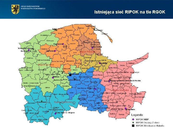 Istniejąca sieć RIPOK na tle RGOK 