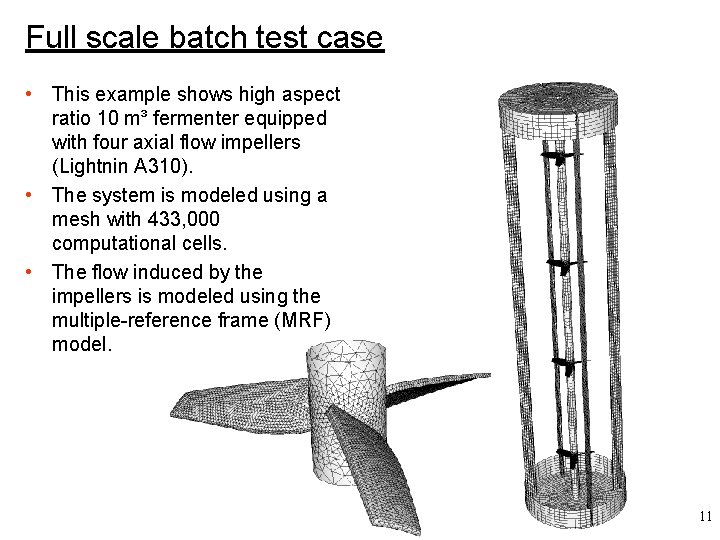 Full scale batch test case • This example shows high aspect ratio 10 m³