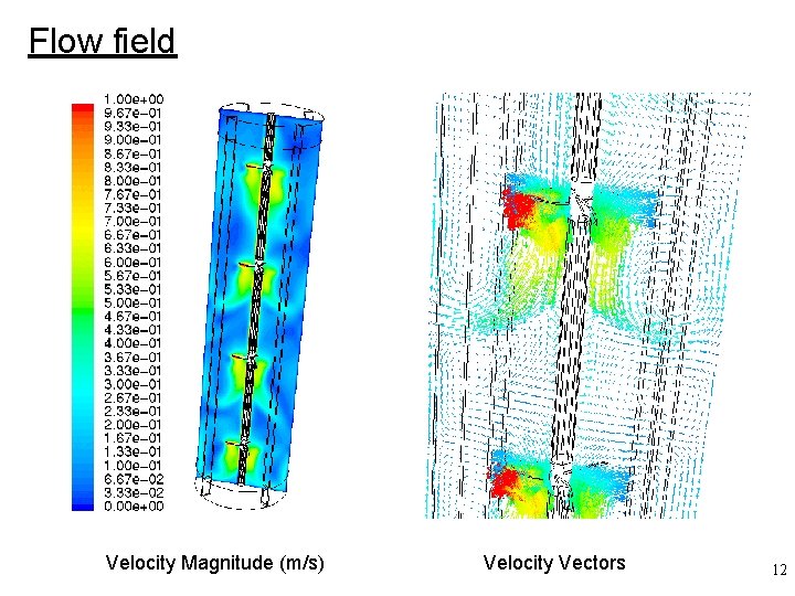 Flow field Velocity Magnitude (m/s) Velocity Vectors 12 