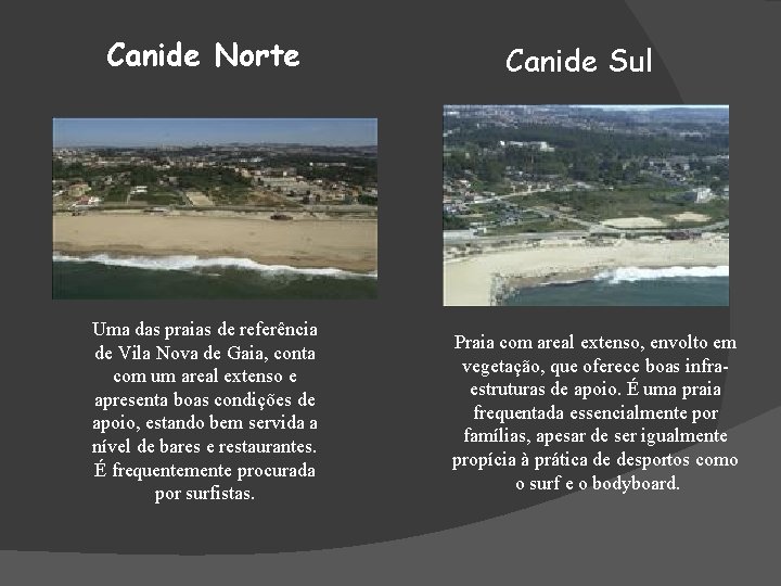 Canide Norte Uma das praias de referência de Vila Nova de Gaia, conta com