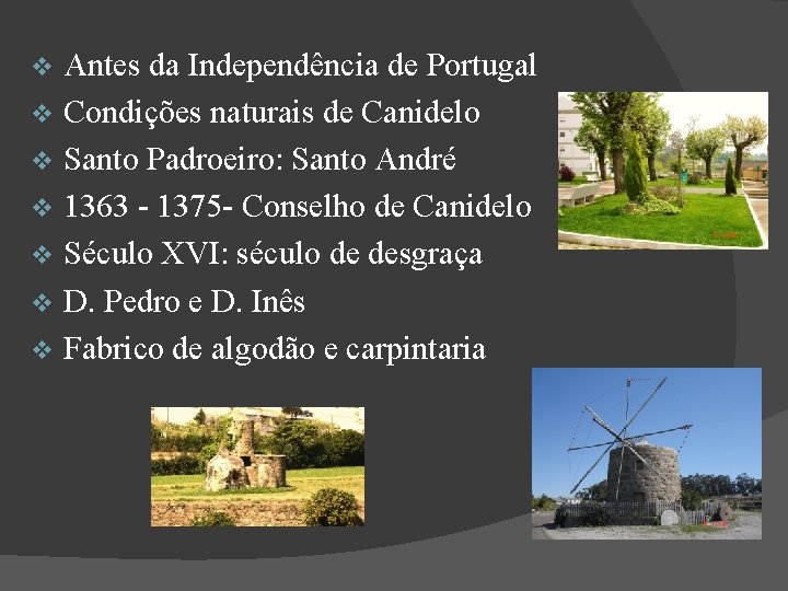 Antes da Independência de Portugal v Condições naturais de Canidelo v Santo Padroeiro: Santo