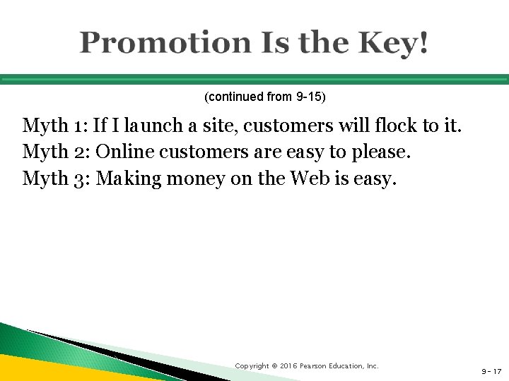 (continued from 9 -15) Myth 1: If I launch a site, customers will flock
