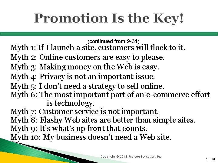 (continued from 9 -31) Myth 1: If I launch a site, customers will flock