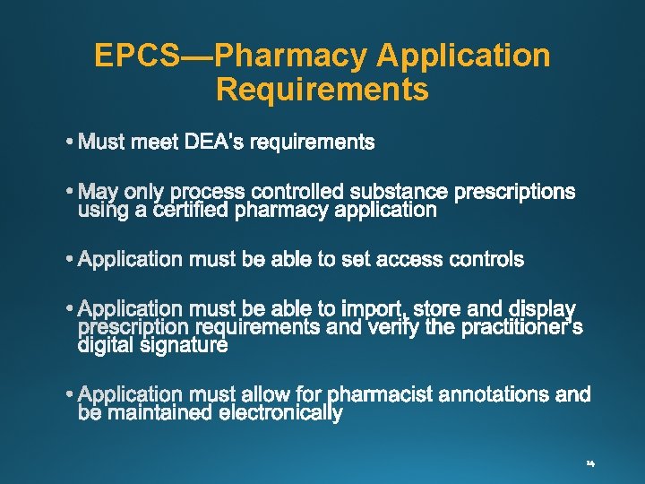 EPCS—Pharmacy Application Requirements 
