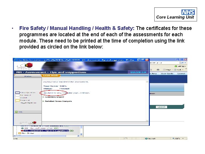  • Fire Safety / Manual Handling / Health & Safety: The certificates for