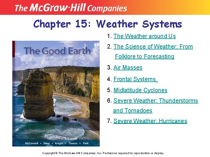 Chapter 15: Weather Systems 1. The Weather around Us 2. The Science of Weather: