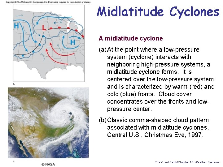 Midlatitude Cyclones A midlatitude cyclone (a) At the point where a low-pressure system (cyclone)