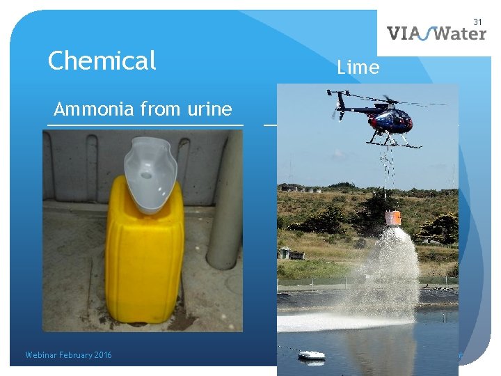 31 Chemical Lime Ammonia from urine Webinar February 2016 Faecal Sludge Treatment 
