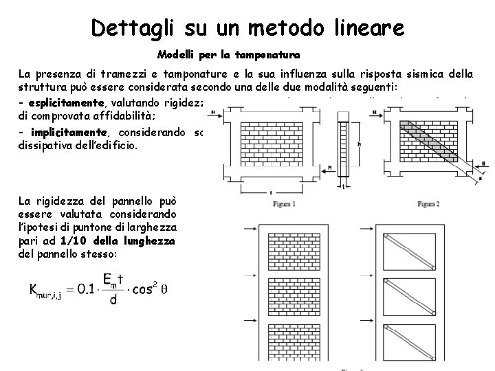 Dettagli su un metodo lineare Modelli per la tamponatura La presenza di tramezzi e