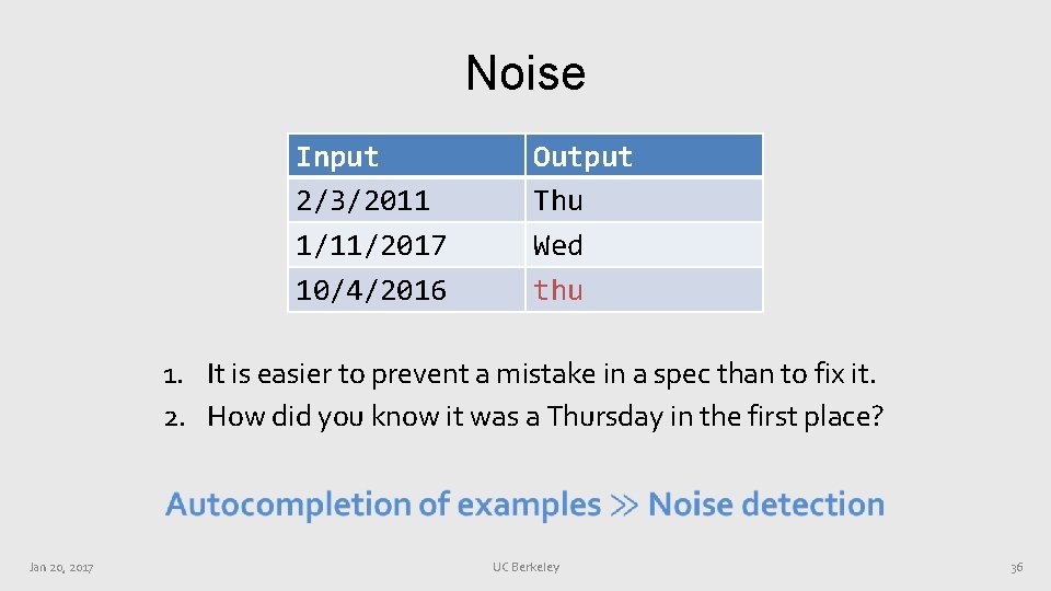 Noise Input 2/3/2011 1/11/2017 10/4/2016 Output Thu Wed thu 1. It is easier to Noise Input 2/3/2011 1/11/2017 10/4/2016 Output Thu Wed thu 1. It is easier to