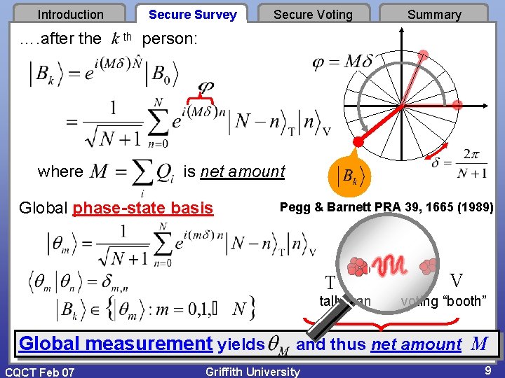 Introduction Secure Survey Secure Voting Summary …. after the k th person: where is