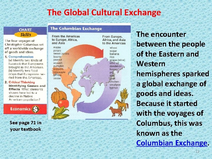 The Global Cultural Exchange See page 71 in your textbook The encounter between the