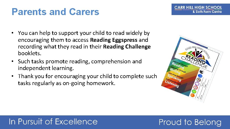 Parents and Carers • You can help to support your child to read widely