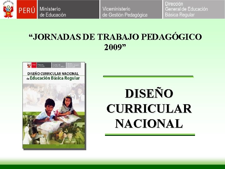 “JORNADAS DE TRABAJO PEDAGÓGICO 2009” DISEÑO CURRICULAR NACIONAL 