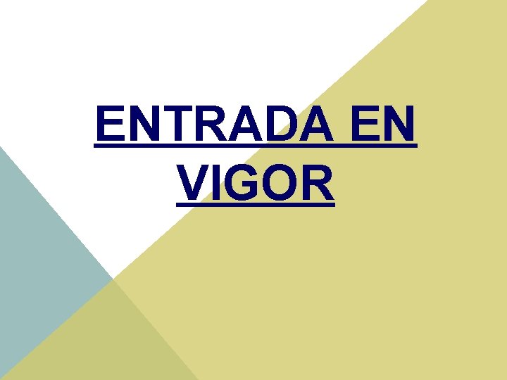 ENTRADA EN VIGOR 