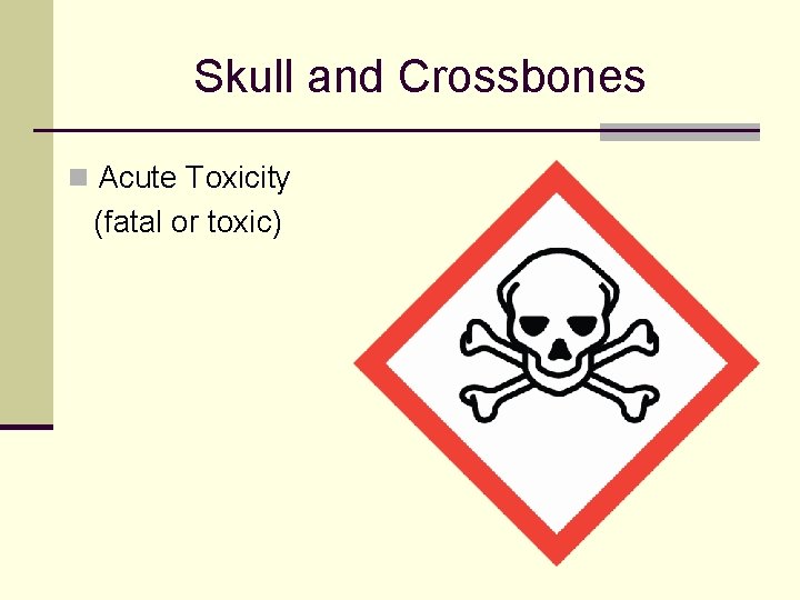 Skull and Crossbones n Acute Toxicity (fatal or toxic) 