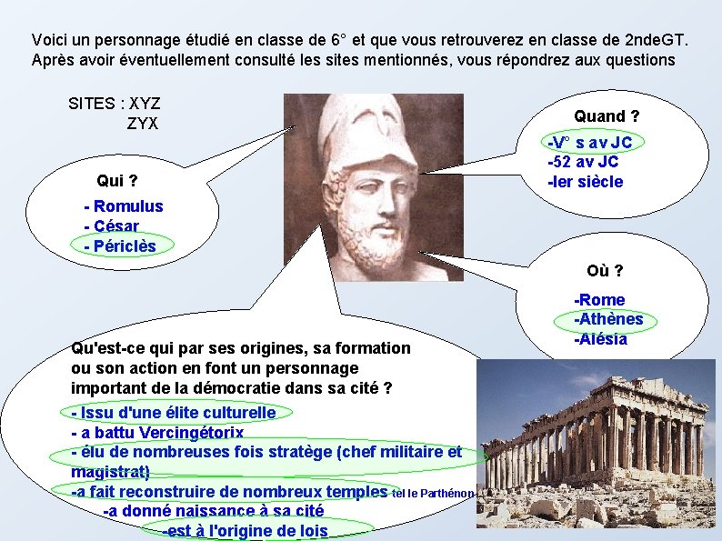 Voici un personnage étudié en classe de 6° et que vous retrouverez en classe