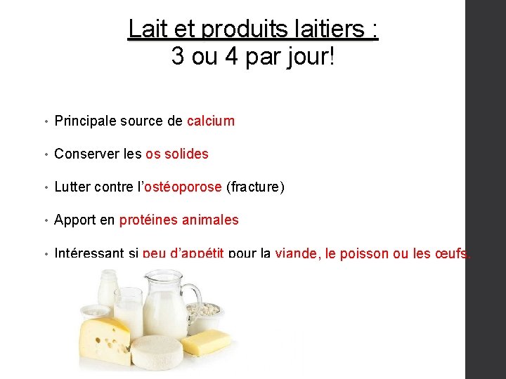 Lait et produits laitiers : Lait et produits laitiers 3 ou 4 par jour!