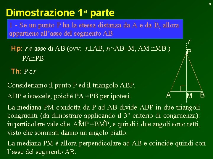 6 Dimostrazione 1 a parte 1 - Se un punto P ha la stessa