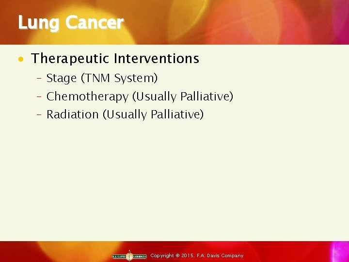 Lung Cancer · Therapeutic Interventions ‒ Stage (TNM System) ‒ Chemotherapy (Usually Palliative) ‒