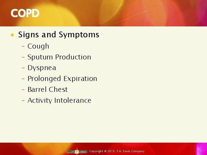 COPD · Signs and Symptoms ‒ Cough ‒ Sputum Production ‒ Dyspnea ‒ Prolonged