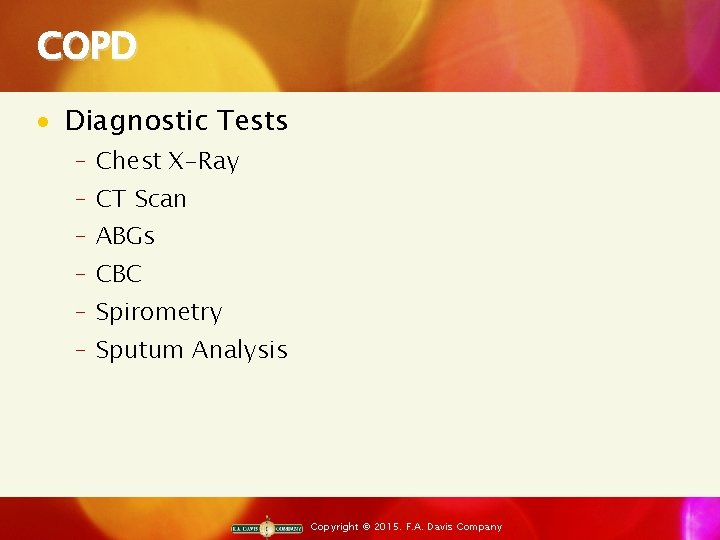 COPD · Diagnostic Tests ‒ Chest X-Ray ‒ CT Scan ‒ ABGs ‒ CBC