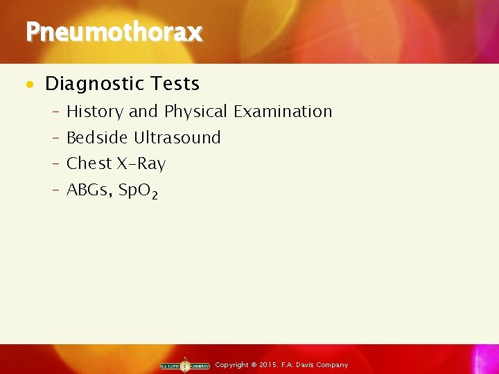 Pneumothorax · Diagnostic Tests ‒ History and Physical Examination ‒ Bedside Ultrasound ‒ Chest