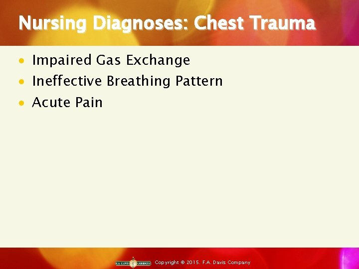 Nursing Diagnoses: Chest Trauma · Impaired Gas Exchange · Ineffective Breathing Pattern · Acute
