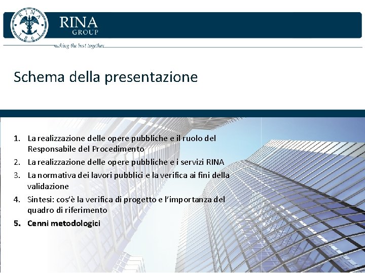 Schema della presentazione 1. La realizzazione delle opere pubbliche e il ruolo del Responsabile