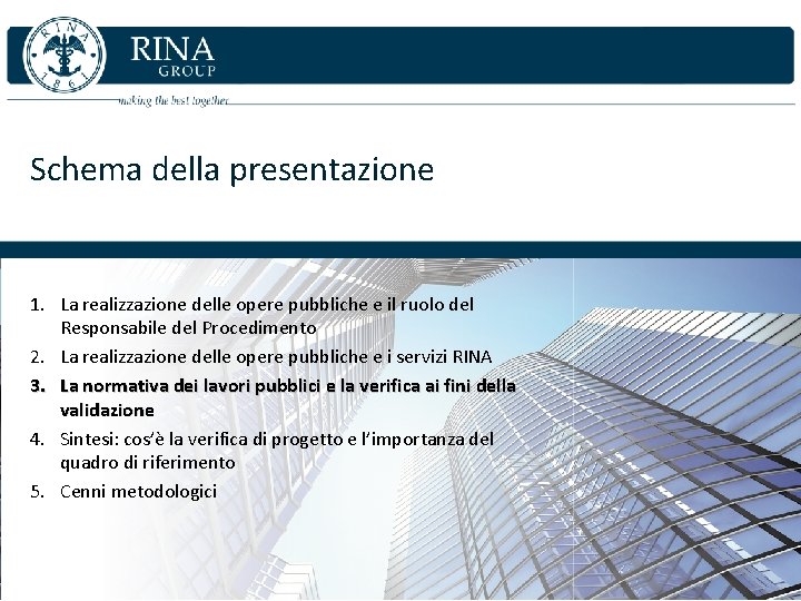 Schema della presentazione 1. La realizzazione delle opere pubbliche e il ruolo del Responsabile