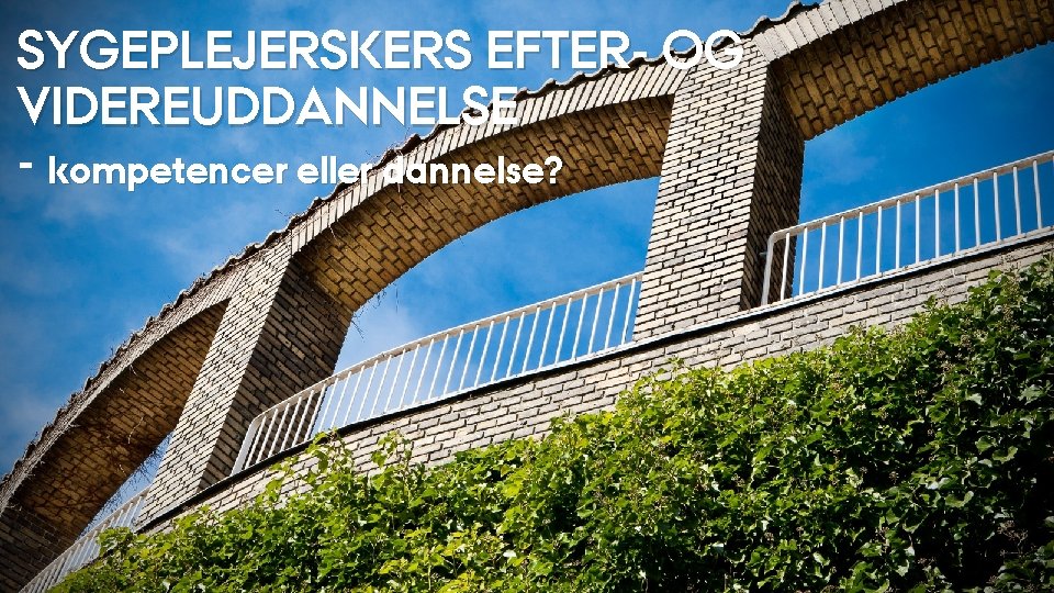 SYGEPLEJERSKERS EFTER- OG VIDEREUDDANNELSE - kompetencer eller dannelse? AARHUS UNIVERSITET INSTITUT FOR FOLKESUNDHED 3.