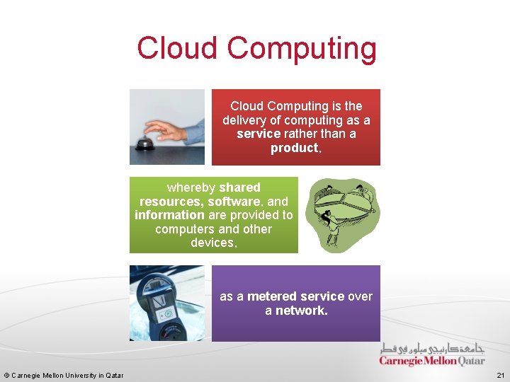 Cloud Computing is the delivery of computing as a service rather than a product,