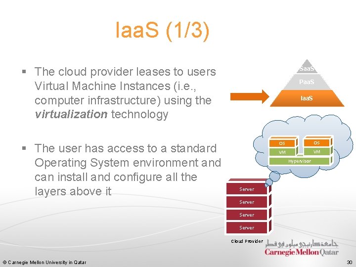 Iaa. S (1/3) § The cloud provider leases to users Virtual Machine Instances (i.