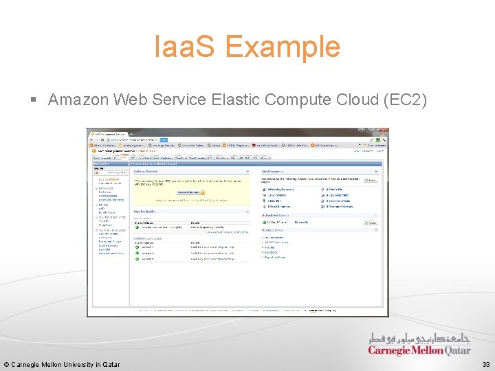 Iaa. S Example § Amazon Web Service Elastic Compute Cloud (EC 2) © Carnegie