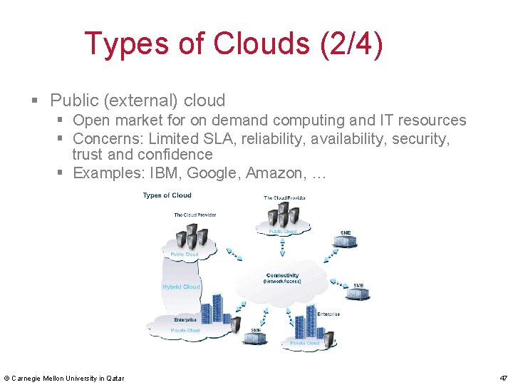 Types of Clouds (2/4) § Public (external) cloud § Open market for on demand