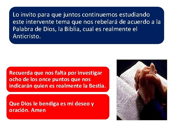 Lo invito para que juntos continuemos estudiando este intervente tema que nos rebelará de