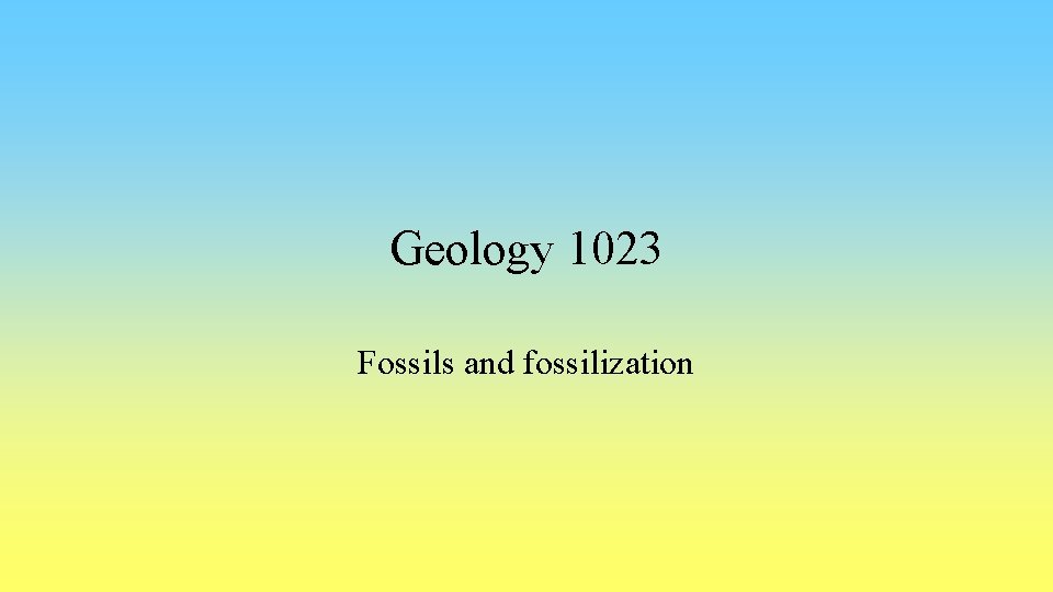 Geology 1023 Fossils and fossilization 