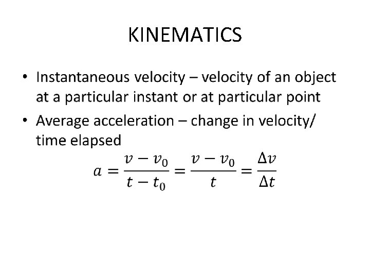 KINEMATICS • 