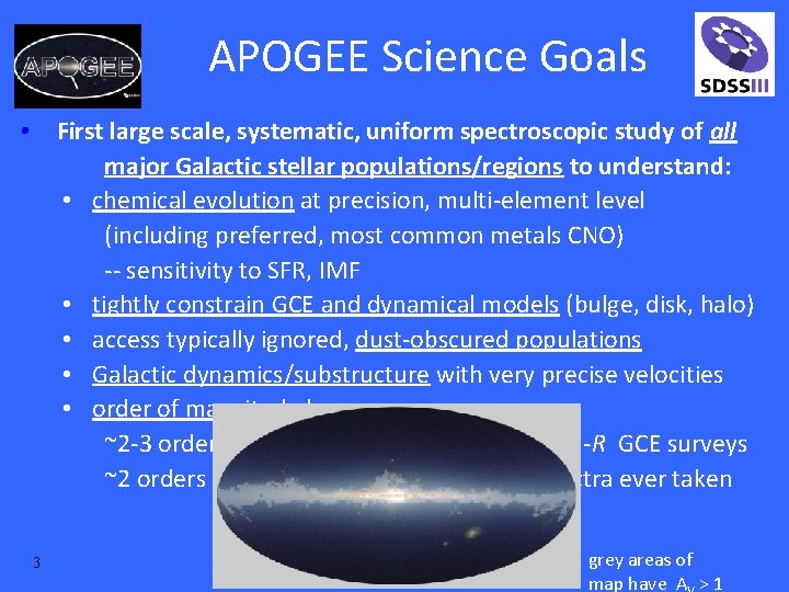 APOGEE Science Goals • First large scale, systematic, uniform spectroscopic study of all major