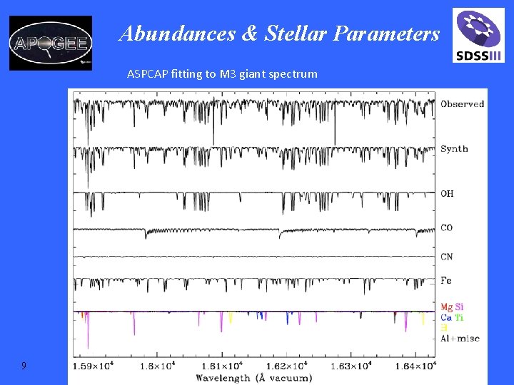 Abundances & Stellar Parameters ASPCAP fitting to M 3 giant spectrum 9 