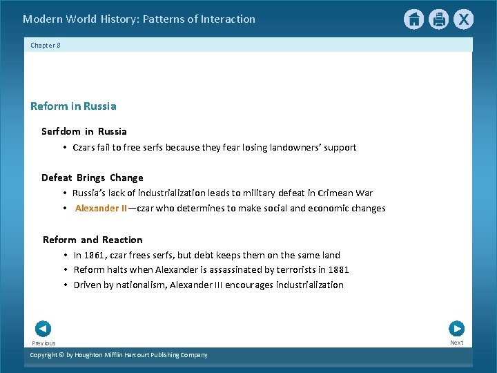 Modern World History: Patterns of Interaction Chapter 8 Reform in Russia Serfdom in Russia