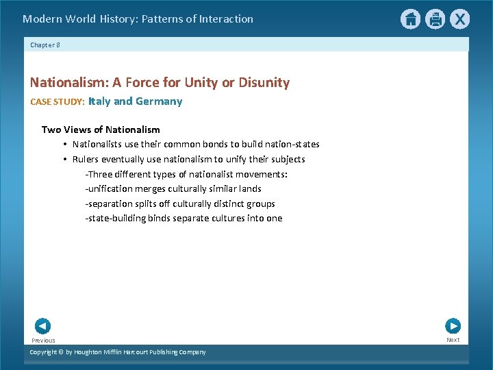 Modern World History: Patterns of Interaction Chapter 8 Nationalism: A Force for Unity or