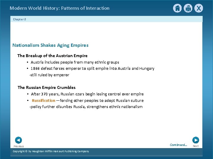 Modern World History: Patterns of Interaction Chapter 8 Nationalism Shakes Aging Empires The Breakup