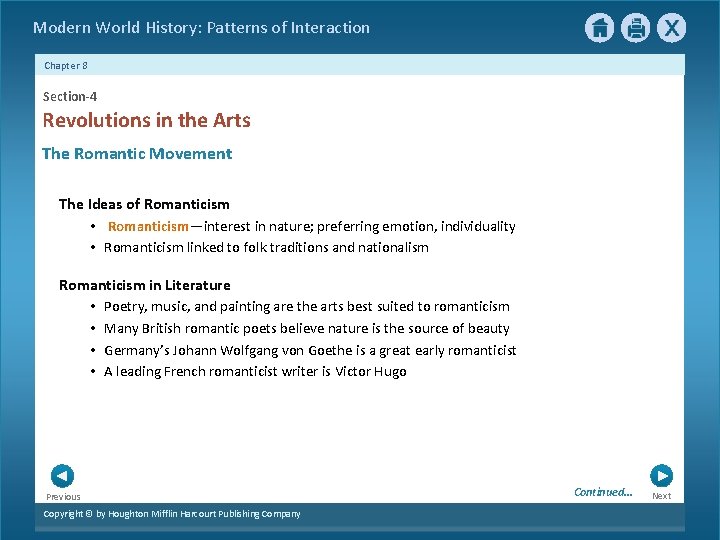 Modern World History: Patterns of Interaction Chapter 8 Section-4 Revolutions in the Arts The