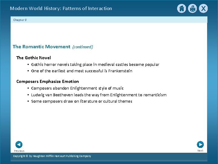 Modern World History: Patterns of Interaction Chapter 8 The Romantic Movement {continued} The Gothic